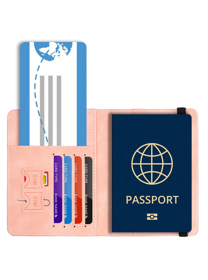 RFID Blocking Passport Holder Leather Travel Wallet