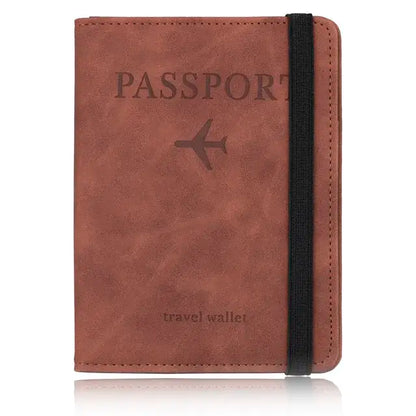 RFID Blocking Passport Holder Leather Travel Wallet