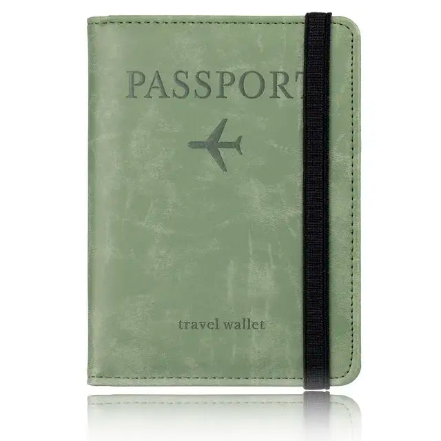 RFID Blocking Passport Holder Leather Travel Wallet