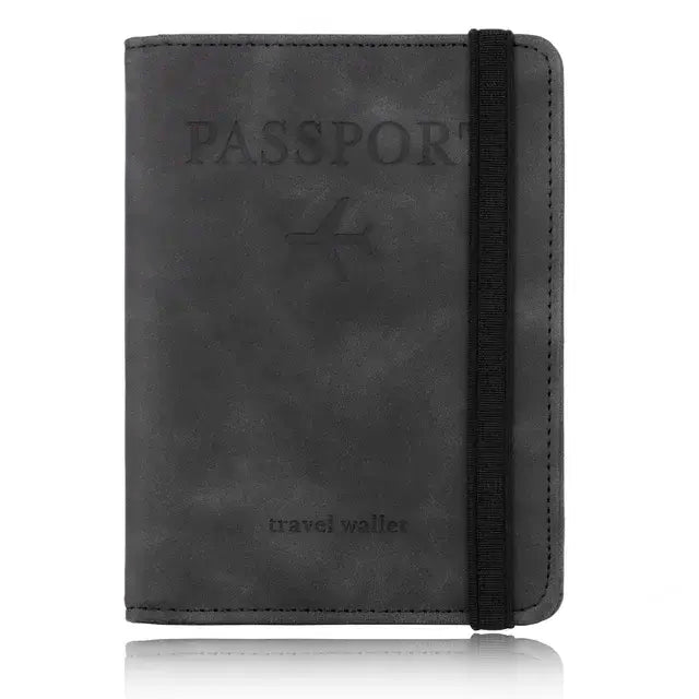 RFID Blocking Passport Holder Leather Travel Wallet