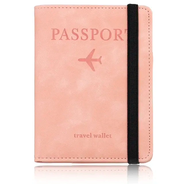 RFID Blocking Passport Holder Leather Travel Wallet